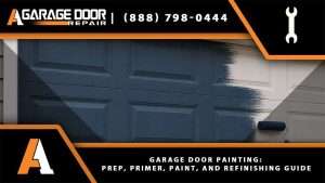 Garage door painting and refinishing project showing repainting, paint prep, and a fresh garage door paint job near you.