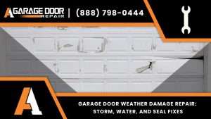 Garage door weather damage repair fixes a storm damaged garage door, garage door water damage, and worn garage door weather stripping near you.
